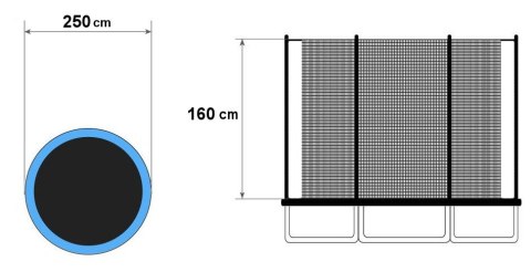 Siatka ochronna do trampoliny wewnętrzna 250cm 8ft na 6 słupków Jumpi