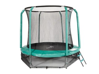 Trampolina Ogrodowa Jumpi 252cm/8FT Maxy Comfort Zielona Z Wewnętrzną Siatką Jumpi