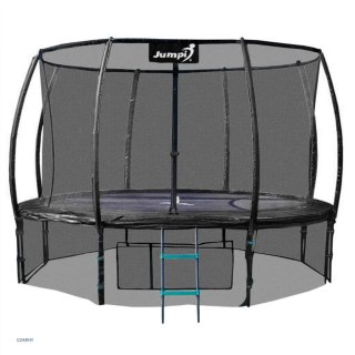 Trampolina Ogrodowa Jumpi 252cm/8FT Maxy Comfort Plus CZARNA Z Wewnętrzną Siatką Jumpi