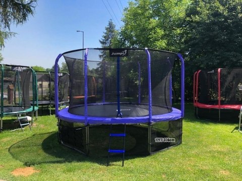 Trampolina Ogrodowa Jumpi 374cm/12FT Maxy Comfort Niebieska Z Wewnętrzną Siatką Jumpi