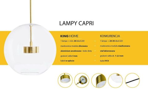 Lampa wisząca CAPRI LINE 7 złota - 420 LED, aluminium, szkło