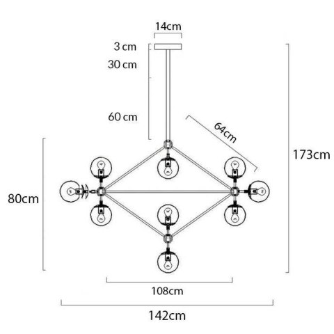 Lampa wisząca LORIO 15 GOLD złota - klosze szronione