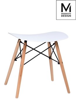 MODESTO stołek BORD biały - polipropylen, podstawa bukowa Modesto Design