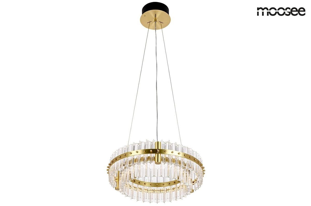MOOSEE lampa wisząca SATURNUS 47 DUO złota - LED, kryształ, stal szczotkowana MOOSEE lampa wisząca SATURNUS 47 DUO złota - LED, kryształ, stal szczotkowana