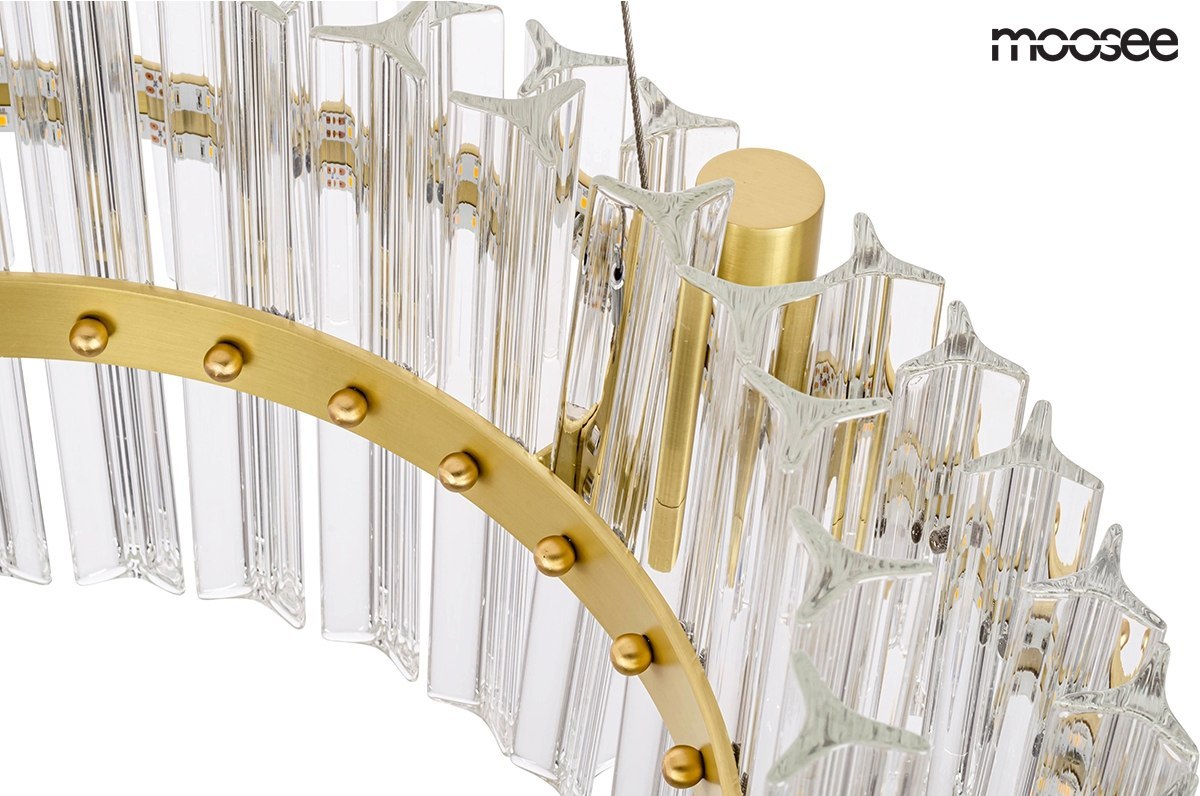 MOOSEE lampa wisząca SATURNUS 47 DUO złota - LED, kryształ, stal szczotkowana MOOSEE lampa wisząca SATURNUS 47 DUO złota - LED, kryształ, stal szczotkowana