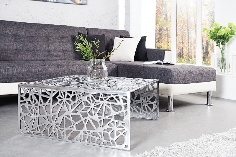 INVICTA stolik kawowy ABSTRACT 60cm - srebrny, aluminium Invicta Interior
