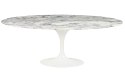 Stół TULIP ELLIPSE MARBLE ARABESCATO - biały - blat owalny marmurowy, metal King Home