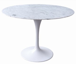 Stół TULIP MARBLE 120 CARRARA biały - blat okrągły marmurowy, metal