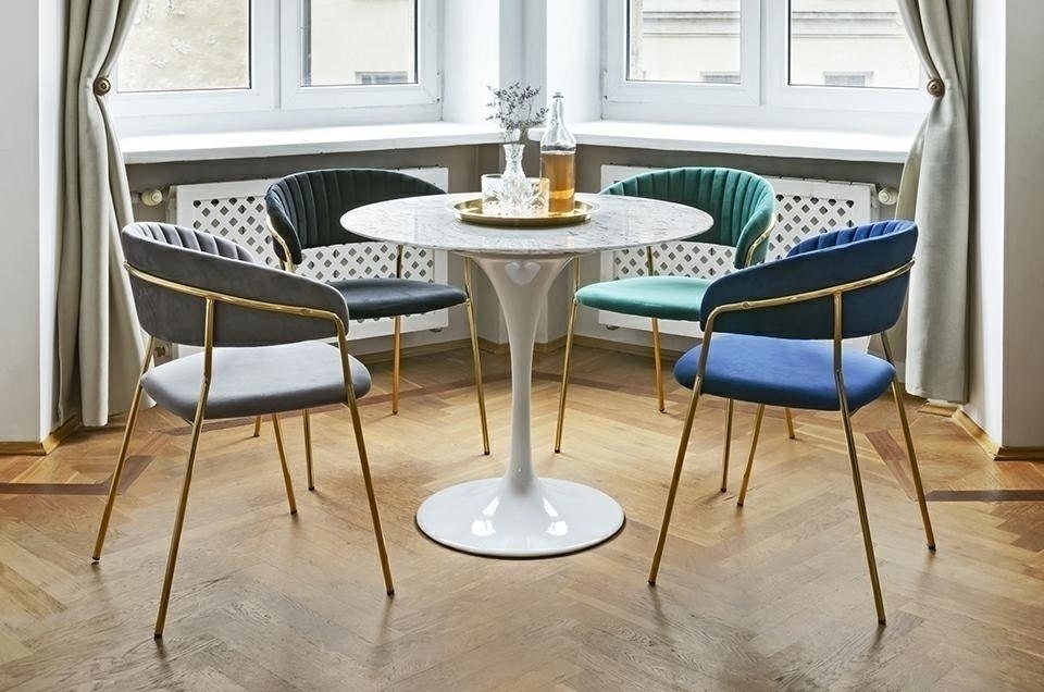 Stół TULIP MARBLE 90 CARRARA biały - blat okrągły marmurowy, metal Stół TULIP MARBLE 90 CARRARA biały - blat okrągły marmurowy, metal