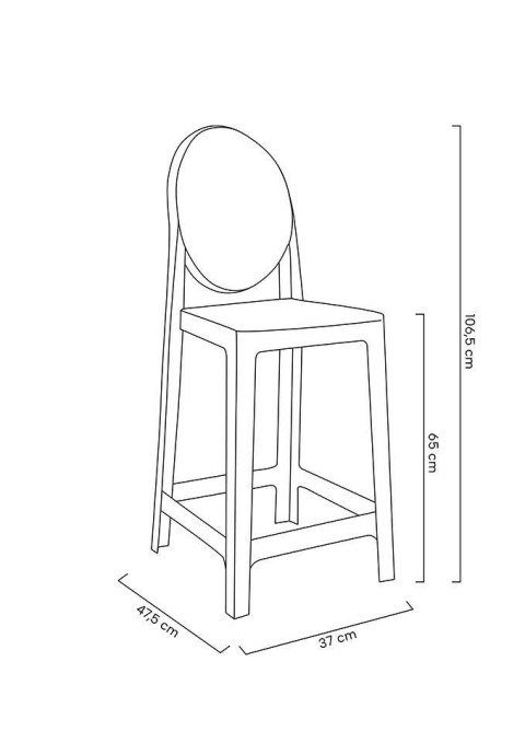 Krzesło barowe ORIA 65 cm dymione - poliwęglan