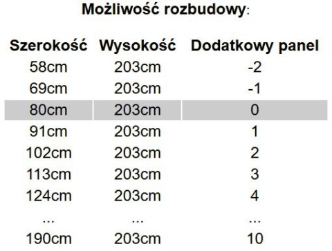 Drzwi harmonijkowe 005S-48G-80 wiąz mat G 80 cm