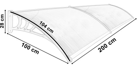 Daszek plastikowy Mako Duo 100 x 200cm - czarny