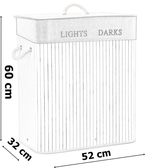 Kosz bambusowy na pranie 100L biało-szary