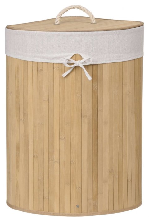 Kosz narożny na pranie bambusowy 60L naturalny