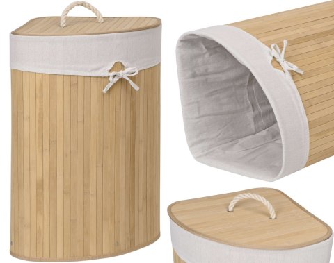 Kosz narożny na pranie bambusowy 60L naturalny Kosz narożny na pranie bambusowy 60L naturalny