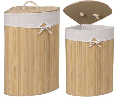 Kosz narożny na pranie bambusowy 60L naturalny Kosz narożny na pranie bambusowy 60L naturalny