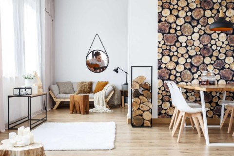 Lustro wiszące okrągłe na pasku 50 cm czarne Lustro wiszące okrągłe na pasku 50 cm czarne