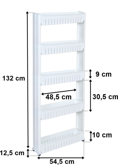 Szafka mobilna na kółkach 5 poziomów biała