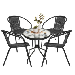 Meble ogrodowe CAPRI - stolik + 4 krzesła - czarny