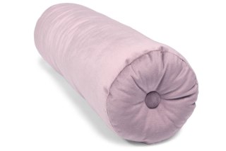 Welurowa poduszka wałek z guzikiem 50 cm - pudrowy róż