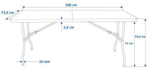 Stół cateringowy WOODLAND składany w walizkę 180 cm antracyt