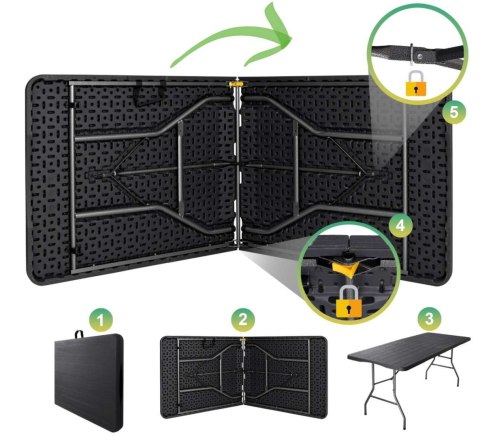 Stół cateringowy WOODLAND składany w walizkę 180 cm antracyt