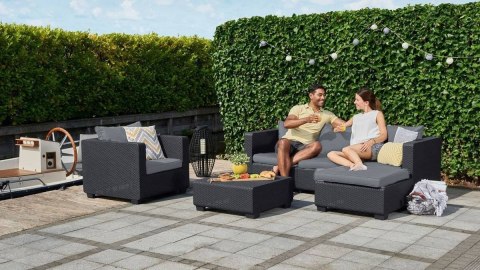 Zestaw mebli ogrodowych SALTA RELAX z narożnikiem - grafitowy Zestaw mebli ogrodowych SALTA RELAX z narożnikiem - grafitowy