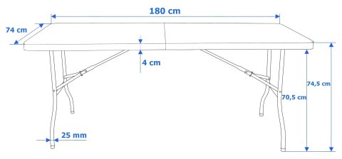 Stół bankietowy składany w walizkę RATTAN 180x74x74,5 czarny