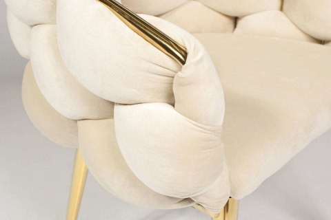 Krzesło welurowe glamour BUBBLE - beżowe, złote nogi