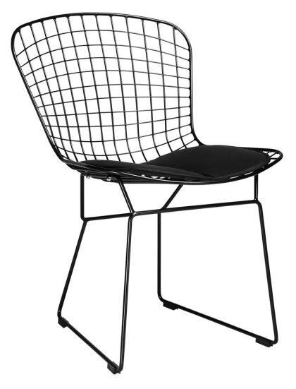 Krzesło NET czarne - czarna poduszka, metal