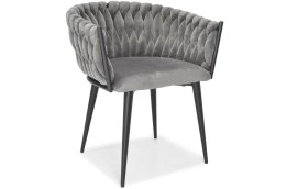 Krzesło glamour plecione ROSA - czarno-szare