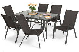 Zestaw mebli ogrodowych PORTO - stół i 6 krzeseł - czarny