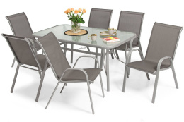 Zestaw mebli ogrodowych PORTO - stół i 6 krzeseł - srebrny