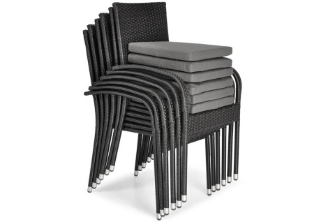 Zestaw ogrodowy 6-osobowy stół i krzesła LAGO- czarny, technorattan