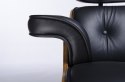 Fotel LOUNGE czarny / orzech z podnóżkiem Fotel LOUNGE czarny / orzech z podnóżkiem