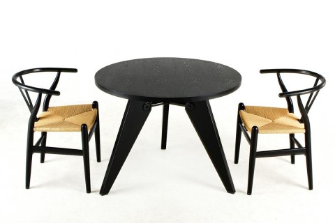 Krzesło WISH czarne - drewno bukowe, naturalne włókno