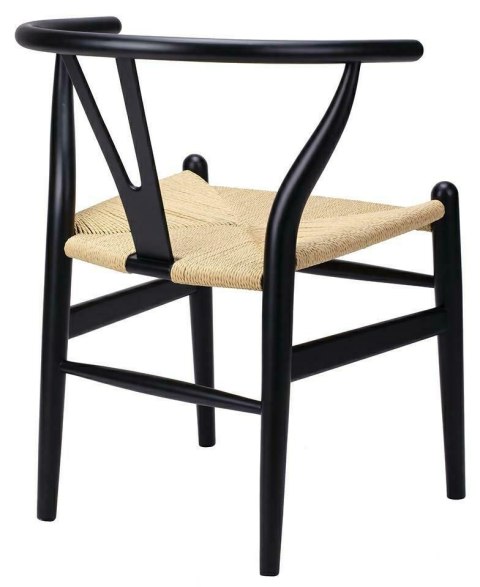 Krzesło WISH czarne - drewno bukowe, naturalne włókno