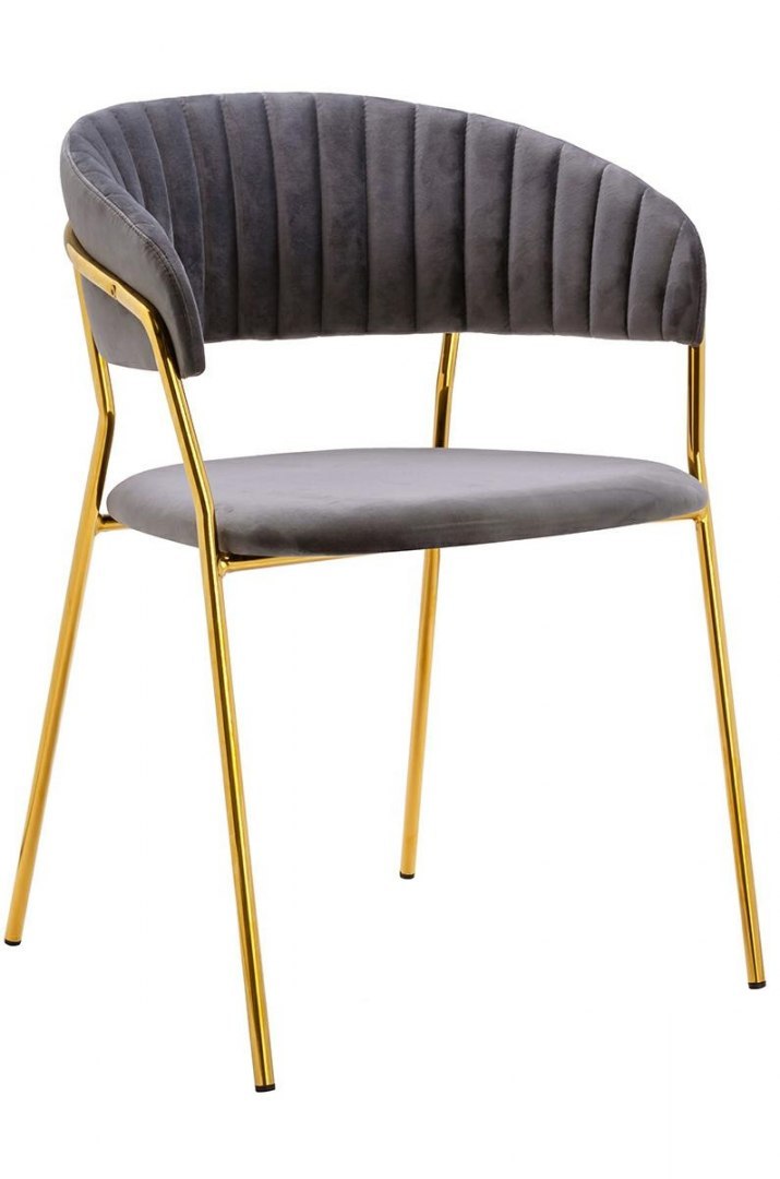 Krzesło MARGO ciemny szary - welur, podstawa złota King Home
