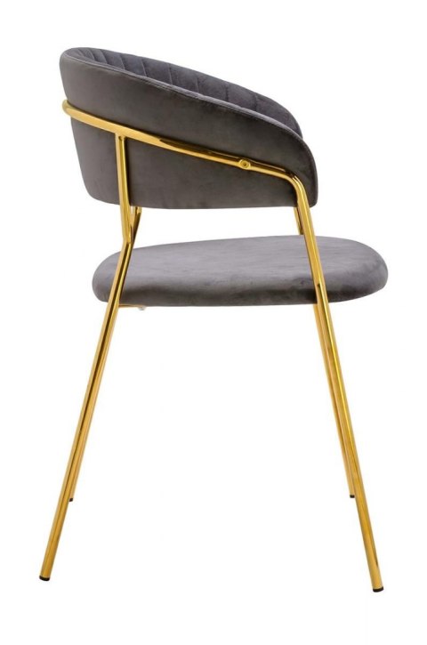 Krzesło MAGO szary welur, podstawa metalowa złota