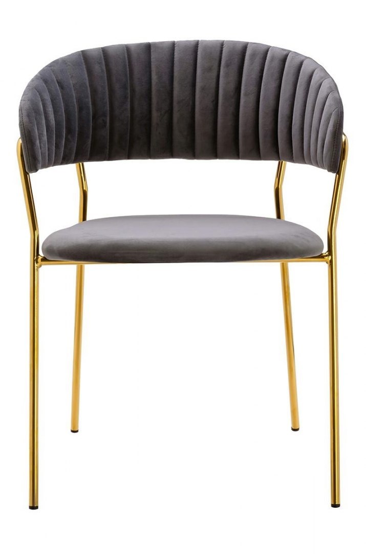 Krzesło MARGO ciemny szary - welur, podstawa złota King Home