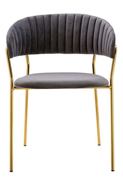 Krzesło MAGO szary welur, podstawa metalowa złota