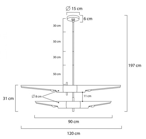 Lampa wisząca APOLLO 2 czarna - szczotkowane złoto