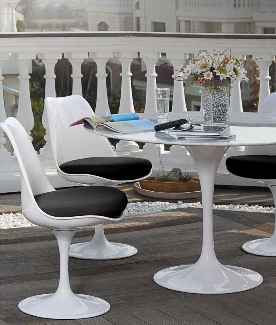 Stół TULIP MARBLE 120 CARRARA biały - blat okrągły marmurowy, metal King Home Stół TULIP MARBLE 120 CARRARA biały - blat okrągły marmurowy, metal King Home