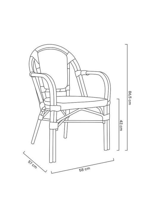 Krzesło ogrodowe Paris, brązowe, materiał aluminium