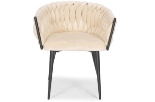 Krzesło welurowe glamour ROZO - czarno-beżowe