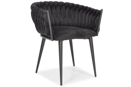 Krzesło welurowe glamour ROZO - czarno-czarne