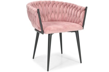 Krzesło welurowe glamour ROZO - czarno-pudrowy róż