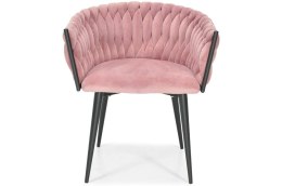 Krzesło glamour plecione ROSA - czarno-pudrowy róż