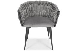 Krzesło glamour plecione ROSA - czarno-szare