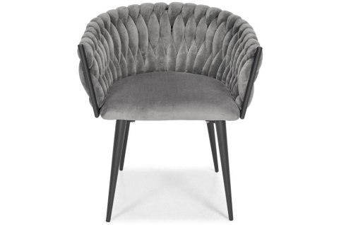 Krzesło welurowe glamour ROZO - czarno-szare